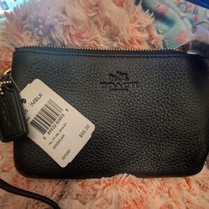 Coach Black Leather Wristlet